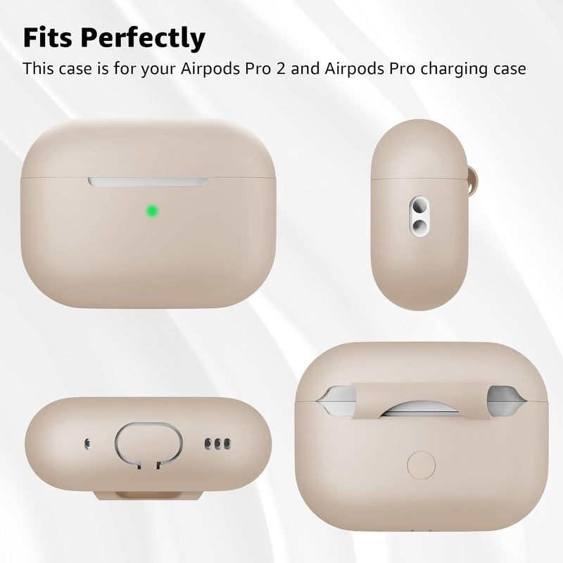 Tandoler Compatible with Airpods Pro 2 Case, Soft Silicone Skin Cover Protective Cases with Cleaner kit and Lanyard Compatible for AirPod Pro 2nd Generation, Front LED Visible-Milk Tea - Image 5